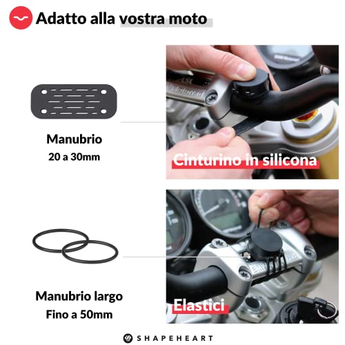 Image of Shapeheart Motorbike Phone Holder & Detachable Magnetic Weatherproof Pouch | Fits Any Phone & Case | Handlebar diameter 20-50 mm | Quick Attach and Release | Absorbs Vibrations | Motorcycles & Scooters