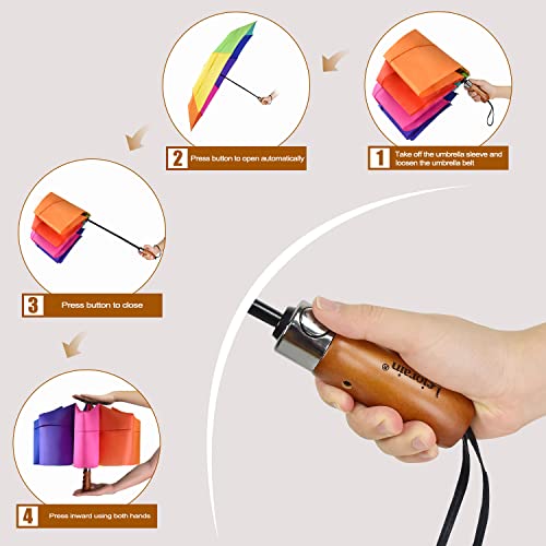 Lejorain 54Inch Large Umbrella Auto Open Close With Folding Golf Size And 210T Dupont Teflon Coated Vented Windproof Double Canopy For Women Men&Pink #TOP2