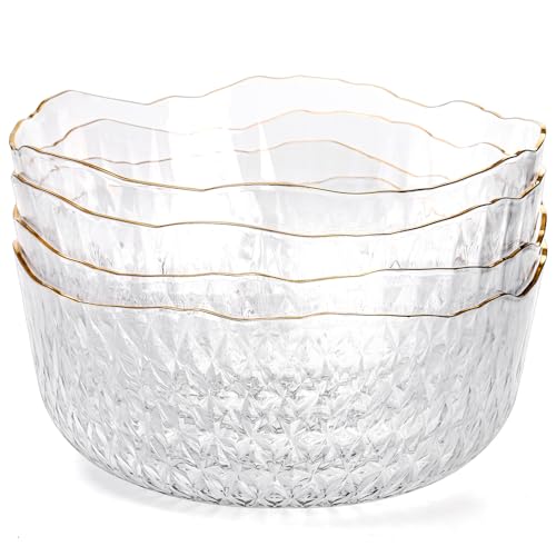 Frcctre 4 Pack Clear Plastic Serving Bowls, 70 Ounce Crystal Salad Mixing Bowl thumb #2