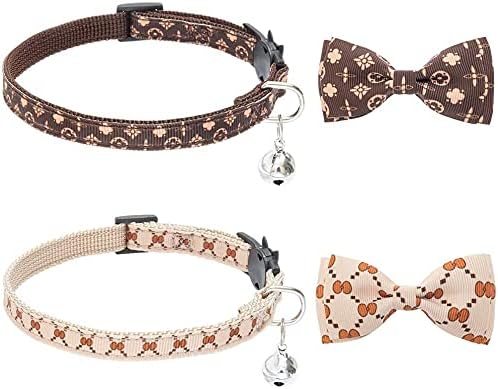 Cat Collars Breakaway with Bell, 2 Pack Bowtie Safety Collar for Kitty, Puppy