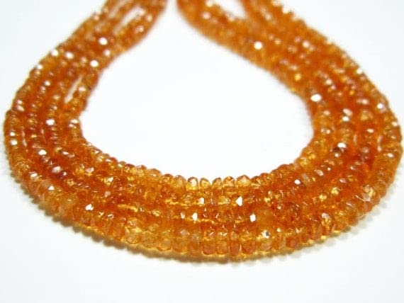 Rondelles de grenat mandarine micro-cut AAA pierres naturelles de joaillerie fine 9 pouces