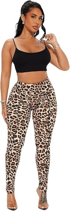 Leopard Legging for Women High Waisted Stretchy Cheetah Print Legging Tummy Control Butter Lift Legging for Women