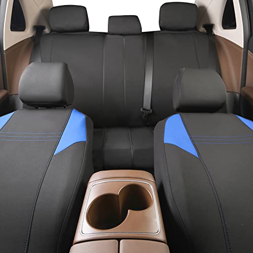 Car Pass Waterproof Eva Neoprene Car Seat Cover Full Set,Universal Fit For 90% Automotive Suv Sedan Truck, Airbag Compatible,3 Zipper Rear Armrest (Full Set, Black And Blue) #TOP1