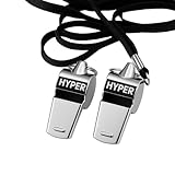 HyperSteel Stainless Steel Sports Whistles (2 Pack) with Lanyards - Super Loud - Durable - Clear Sound - Ideal for Coaching, Referee, Survival, Emergency, Dog Training, Boating, Hunting.