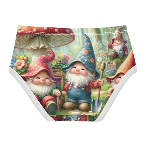 Toddler Girl Briefs, Cute Gnome Flower Mushroom Girls Underwear Cotton, 2–8 Years2