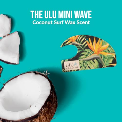 Image of ulu Lagoon Hanging Car Air Freshener | Tropical Beach Coconut Surf Wax Scent Mini Wave | Long Lasting Car Freshener, Closet and Beyond | Made In USA | 3 Pack (Birds of Paradise)