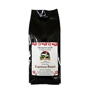 100% Kona Coffee Espresso Roast – 2 Pound Premium Gourmet Whole Bean by Mountain Thunder Coffee Plantation