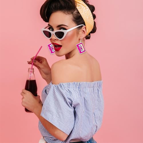 80s 90s Retro Cassette Tape Neon Earrings for Women Acrylic Radio Earring Set for 80s 90s Accessories Cosplay Party Jewelry Gifts2