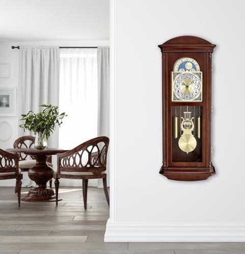 Bulova Litchfield Large Regulator Wall Clock, Model C4332 | Classic Pendulum Design | Harmonic Hourly Chime | Brown Cherry Finish - Image 5