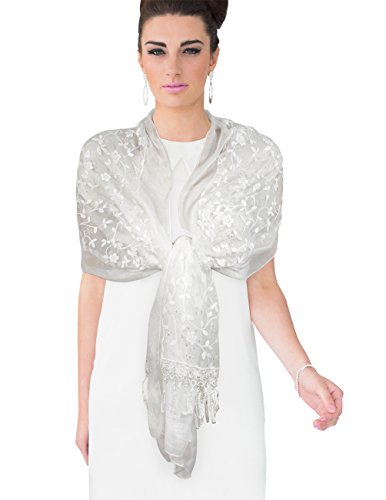 Dahlia Women's Evening Wrap Shawl Scarf - Shining Floret Embroidered Lace3