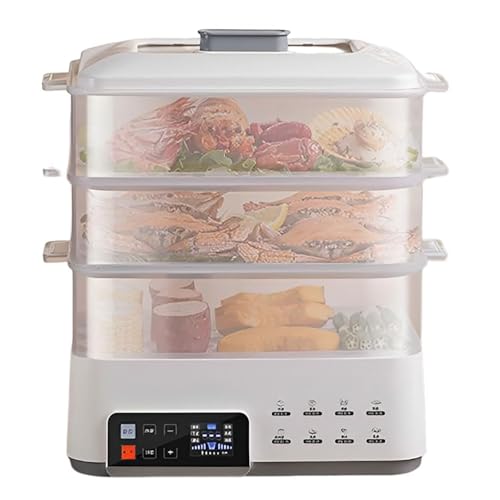 Vaporera eléctrica para alimentos, vaporera eléctrica de gran capacidad de tres capas, adopta 3 capas de gran capacidad, modo de doble aislamiento, aislamiento las 24 horas para verduras, carnes