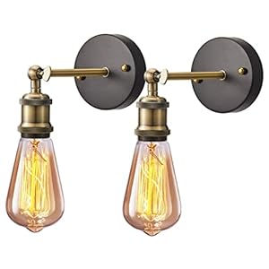 Industriële muur licht, E27 Retro Sconce Lamp Bedside muur verlichtingsarmaturen 2PCS (geen gloeilamp)