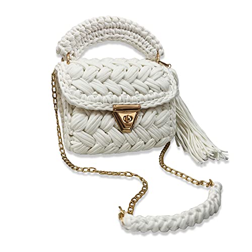 Image of Evening Clutch Bag for Women, Handmade Crochet Wedding Party Purse, Small Flap Formal Crossbody Handbag Evening Clutch