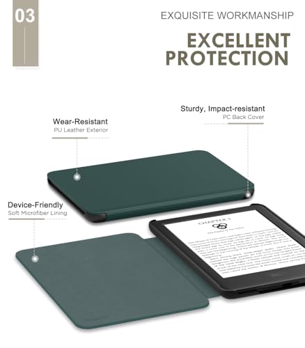 Image of MoKo Case Fits 6 inch e-Reader 2024 /2022 Lightweight Shell Cover, Midnight Green
