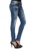 Cipo & Baxx Damen Jeans WD168 Blau - Slim Fit Straight Jeans Hose - Mit Tollem Abnäher-Design, Atemberaubender Look, Angenehmes Gefühl - WD168 Blau W31-L32