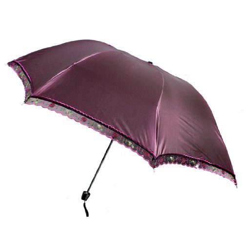 Bloem Borduurwerk Uitklapbare Rain Parasol Donker Pair Fuchsia