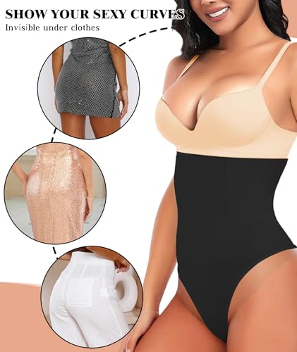 Tummy Control Thong Shapewear for Women, High Waisted Underwear Seamless Body Shaper Panties Girdle Waist Cincher4