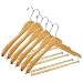 Tosnail Natural Wooden Suit Hangers, Wood Coat Hangers Pant Hangers with Locking Bar - 6 Pack