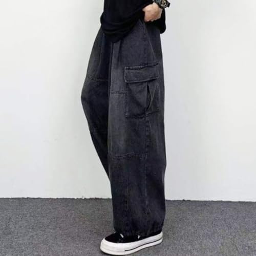 HZCX FASHION Mens Streetwear Hip Hop Baggy Jeans Wide Leg Skater Denim Pants Y2K Cargo Pants with Pockets Palazzo Trousers2