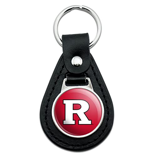 Black Leather Rutgers Scarlet Knights Logo Keychain