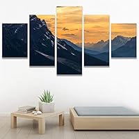 SIGNWIN 5 Panel Canvas Wall Art Coastal Orange Photography Relax/Calm Romantics Sunset Warm for Home Decorations Ready to Hang - 60