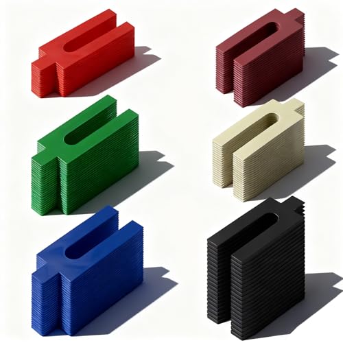 YFaith Entretoise Plastique, 150 Pièces Cales en Plastique, 1/2/3/4/5/6 mm Cale Plaque, 6 Couleurs, pour Menuiserie, Construction de Terrasses, Revêtements...