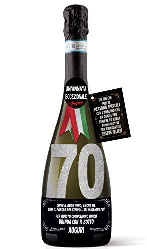 Bottiglia di Prosecco D.O.C. Millesimato per il compleanno dei 70 anni...