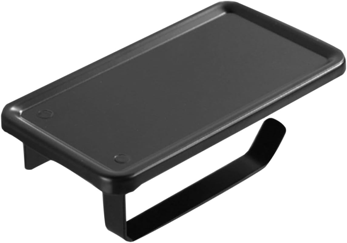 Black Wall - Mount Toilet Paper Holder with Shelf, Space - Saving Bathroom Tissue Roll Holder for RV/Camper/Home Decor