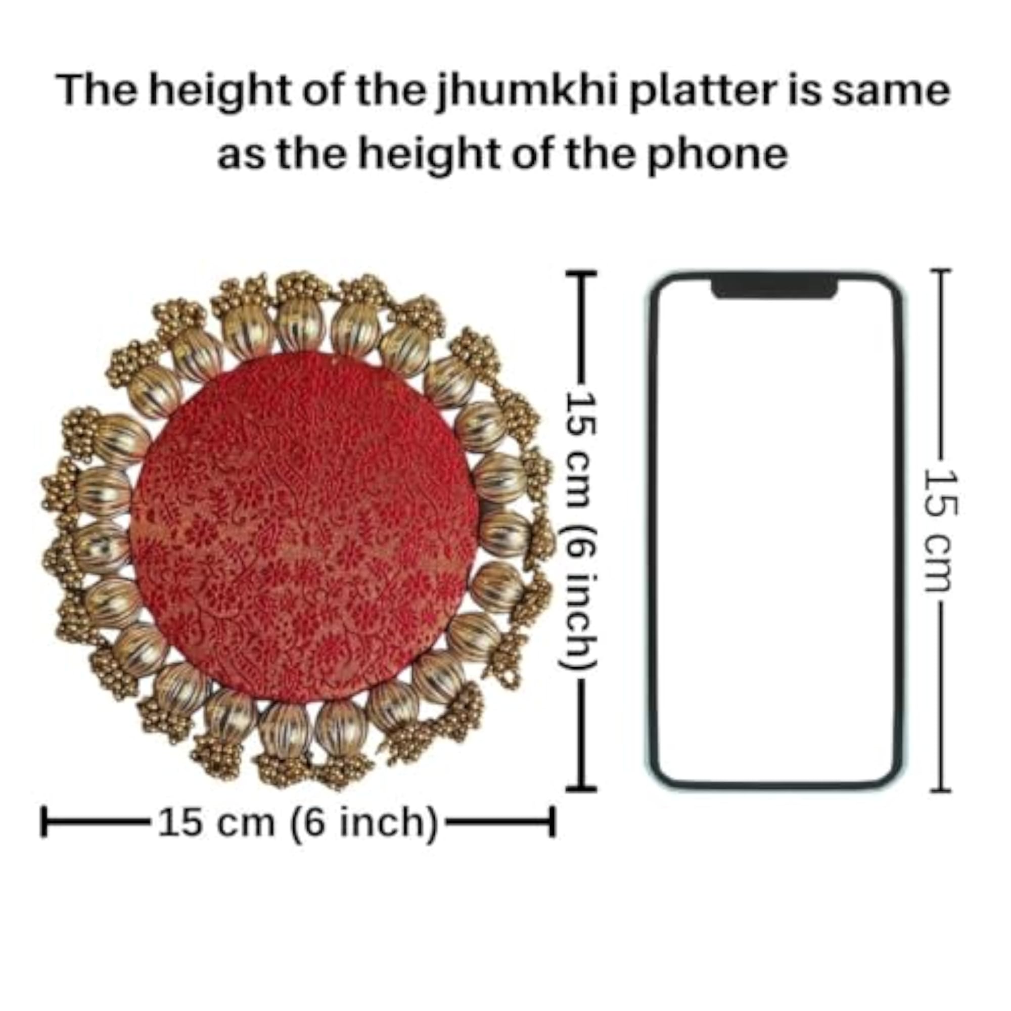 1 Pc Jhumki Platter with Gota Patti & Golden Moti