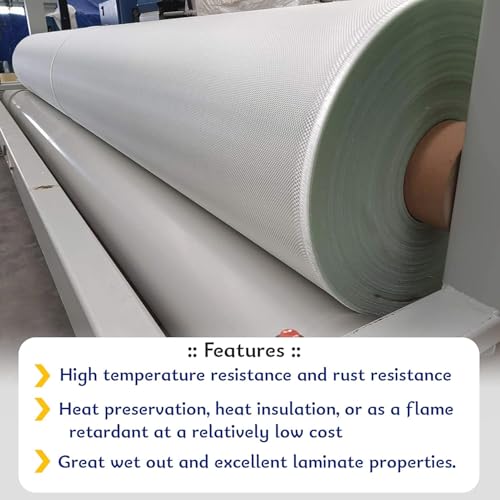 Image of Woven Roving Fiberglass Sheet Roll - 200 GSM-E-glass Fabric 50 inch x 12 Ft - fiberglass cloth For Composite Reinforcement, Resin Work, Waterproofing, Boats, Automobiles, Pool & Structural Repairs