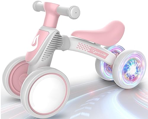 Image of Colorful Lighting Baby Balance Bike Toys for 1 Year Old Girl Gifts, 10-36 Month Toddler Balance Bike, No Pedal 4 Silence Wheels & Soft Seat First Bike, One Year Old Girl Birthday Gifts