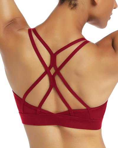 Image of RUNNING GIRL Sports Bras for Women 3Pack Strappy Bra