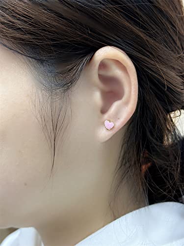 18g Titanium Heart Love Earrings for Women Girls Stainless Steel 14k Gold Plated Hypoallergenic Cute Tiny Sequins Stud Cartilage Tragus Screw Back Post Piercing Sensitive Ear4