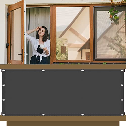 Balkon Sichtschutz Seitenmarkise 115 x 200 cm mit Ösen und Kabelbinder Sonnen Segel PB2 PES 100% Polyester für Balkon Garten Balkongeländer, Dunkelgrau