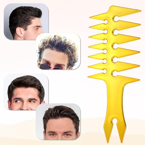Peine de Dientes Anchos Doble Cara para Hombre Oro miniatura 7