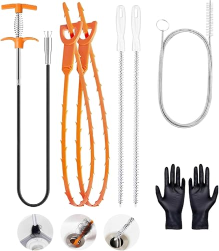 160cm furet deboucheur canalisation, Furet Deboucheur Evier Professionnel,Kit Debouchage Cheveux Douche Pince à Griffes Flexible pour Travailler Dans les Espaces Étroits Lot de 6