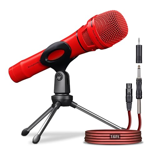 SonixForce Dynamic Microphone - Professional Vocal Microphone for Singing - Premium Handheld Wired Mic with 16ft XLR to 1/4' Audio Cable - Microfono for Speaker, Mixer, Amplifier & Karaoke Machine
