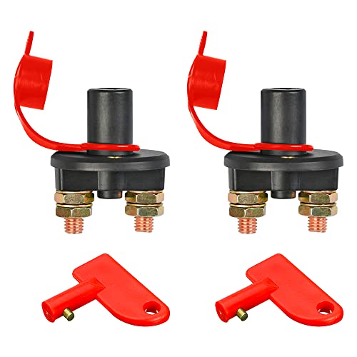 ADDLIVE Coupe Batterie 12V / 24V, 2 Pièces Isolateur Interrupteur de Batterie, Coupe-Batterie pour Voiture pour Auto, Voiture, Bateau, Camion, Véhicules Cover