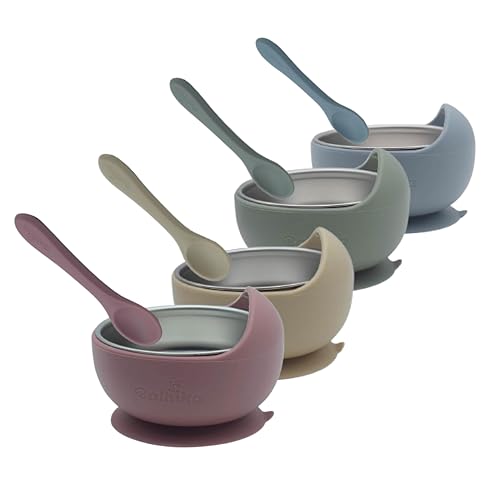 Image of Balhika Silicone Baby Bowl Feeding Set – 12-Piece Set with Stainless Steel Inserts and Baby Spoons – BPA-Free Suction Bowls for Babies and Toddlers – Easy to Clean, Safe Mealtime Set for Self-Feeding