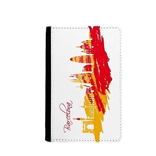 Portefeuille de voyage Barcelone rouge jaune idéal pour organiser vos billets à l'aéroport