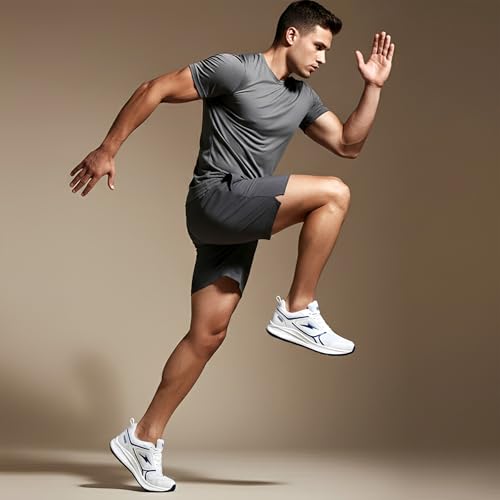Image of BRUTON BlueBlaze EVA Lite Running Shoes Breathable Mesh Lace-Up Sports Shoes for Men- White