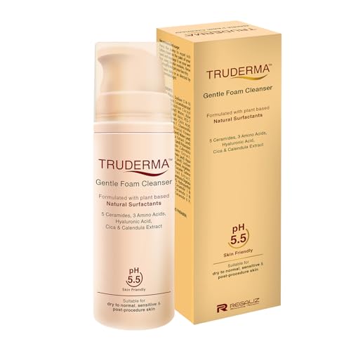Image of Regaliz Truderma Gentle Foam Cleanser | With Ceramides, Hyaluronic Acid, CICA & Calendula Extract | Gentle Foaming Face Wash for Sensitive, Dry & Normal Skin | 140 ml