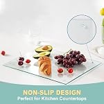 VASUHOME 2 Pack de plaques de coupe en verre trempé pour comptoir de cuisine - 16x12 Tableau de coupe clair de pouce pour le comptoir - Gratte, chaleur, résistant aux éclaboussures et facile à nettoyer
