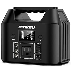 SinKeu E150 Portable Power Station 150W 122.8 Watt Hours LiFePO4 Battery Power Bank Camping Solar Generator with 110V AC Outlet(USB*2 DC*2 USB-C) Flashlight for Outdoor Home Travel Emergency(Black)