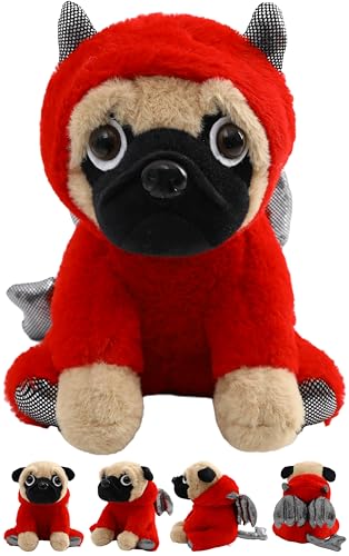 CASAGOOD Pug Devil Stuffed Animal Pug Dog Wearing Devil Costume Plushies Dog Dressed as Demon Funny Plush Toys for Kids Stuffed Puppy Animals for Kids and Lover 12 Inch