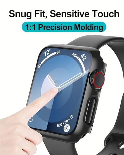 Image of Smiling 2 Pack Case Compatible with Apple Watch Series 3 /Series 2 38mm with Tempered Glass Screen Protector, Hard PC Case Overall Protective Cover- Black