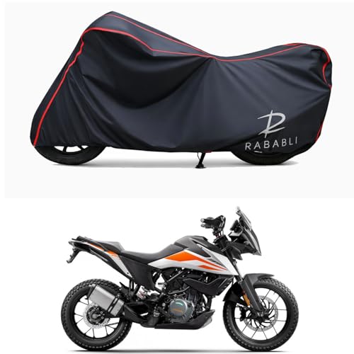 Image of Waterproof Bike Body Cover Compatible for | KTM 490 Adventure | Taffeta Fabric, Red Piping Design, Bottom Elastic Fit | Dustproof, Sun UV & Rain Protection for All Bikes