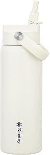 KEWIXY 24 oz Insulated Water Bottle with Straw, Easy Slide Lid, Leak Proof, Keep Cold 24H, Vacuum Insulated Tumbler, Metal Stainless Steel with Handle, Soft Ivory