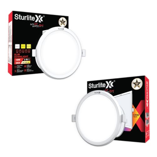 Image of Sturlite Dex 10W (3 in1) Round LED Downlight|Warm, Neutral & Cool White Color Temperature|1000 Lumens with CRI Tech for Various Ceiling Types and Rooms - (Pack of 2)