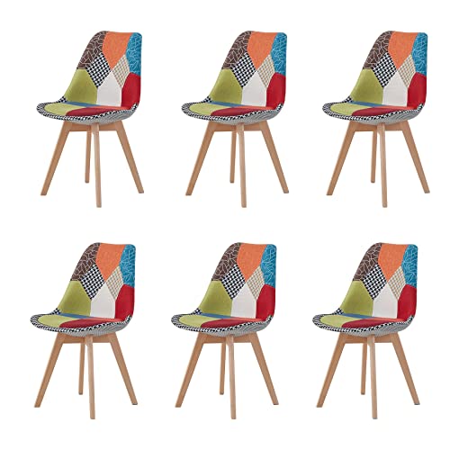 Egoonm Juego De 6 Sillas De Comedor Patchwork, Silla De Comedor De Estilo Nórdico, Apto Para Comedor, Salón Y Cocina Rojo Egoonm Juego De 6 Sillas De Comedor Patchwork, Silla De Comedor De Estilo Nórdico, Apto Para Comedor, Salón Y Cocina Rojo